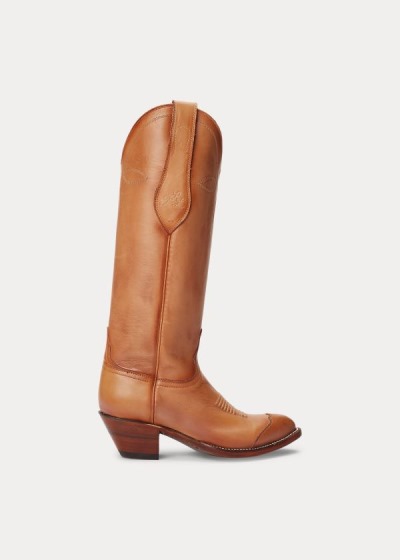 Cowboy Boots Polo Ralph Lauren Mujer Marrom - Kiera Leather - OCLDX0547